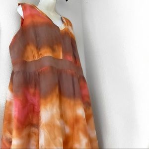 Avenue 100% Silk Dress size 28 rust brown, burnt orange color